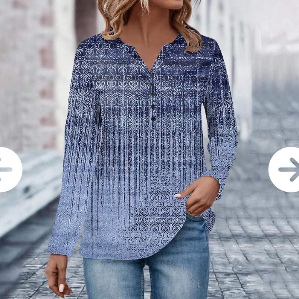 Bohemian Floral Sweatshirt M Sky Blue